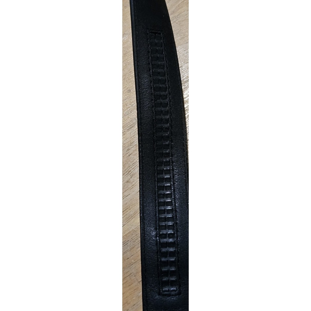 Anson Black Leather Ratchet Belt Mens 46 Adjustable No Holes Tactical Style 1.5"
